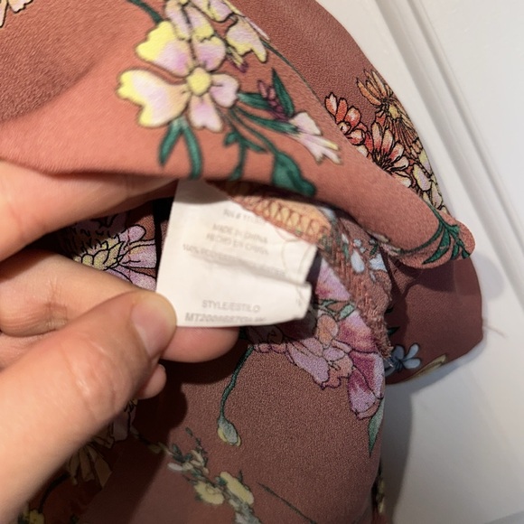 Women's Medium Sheer Floral Muted Pink Blouse Stitchfix Lily White - Picture 6 of 10